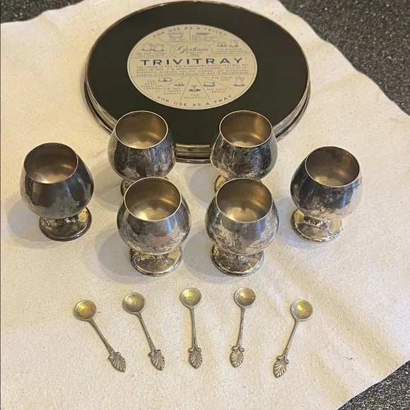 Gorham Silver Goblet Set with Spoons and Tray - Picture 1 of 8